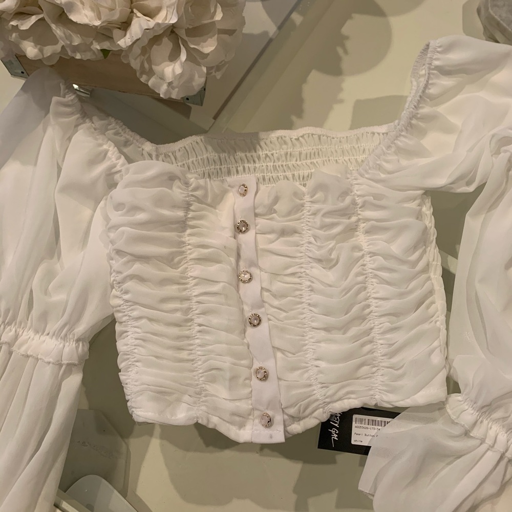 NWT Nasty Gal White Pearl Crop Top